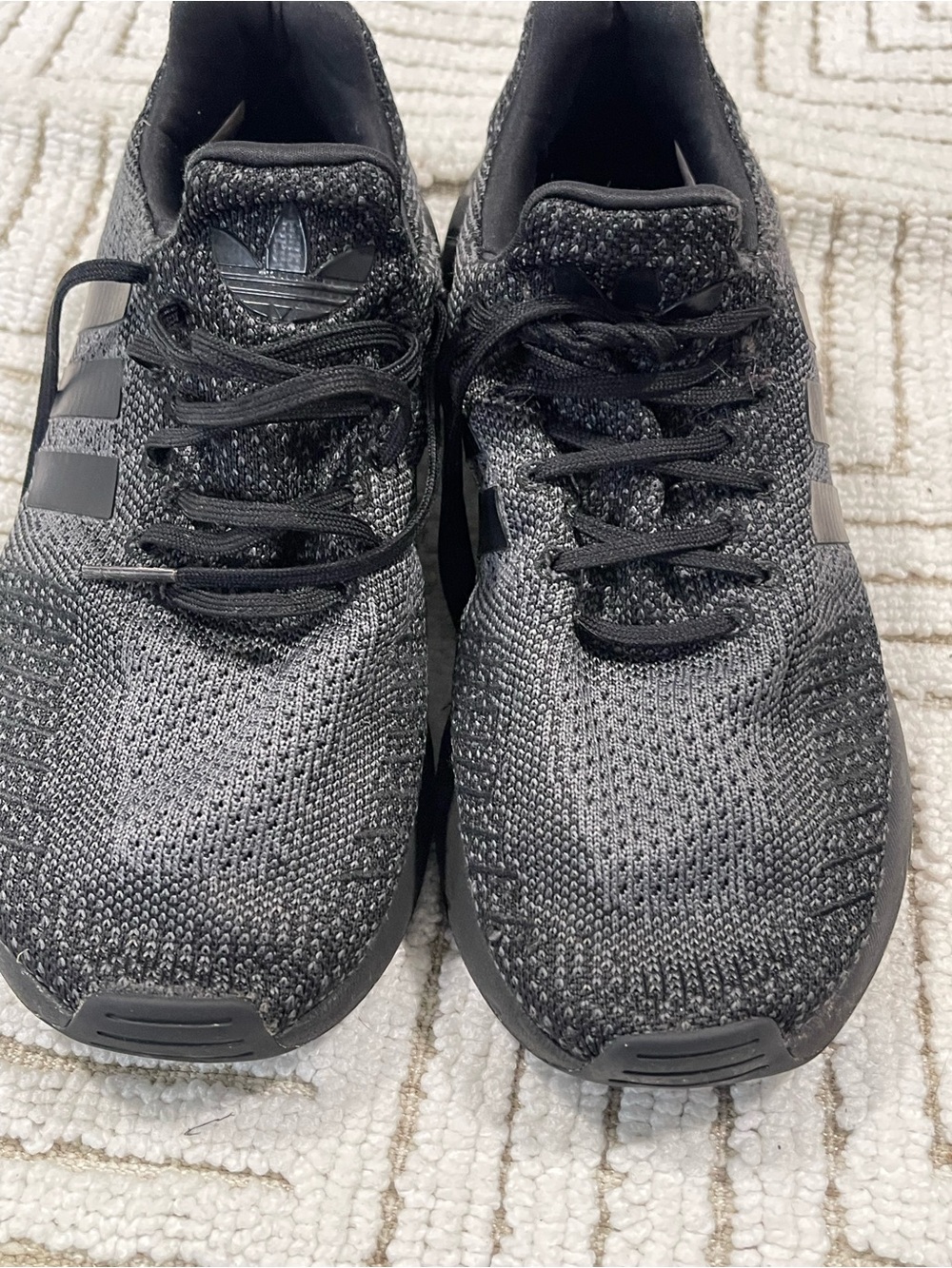 adidas  men’s Black and Charcoal Knit Sneakers